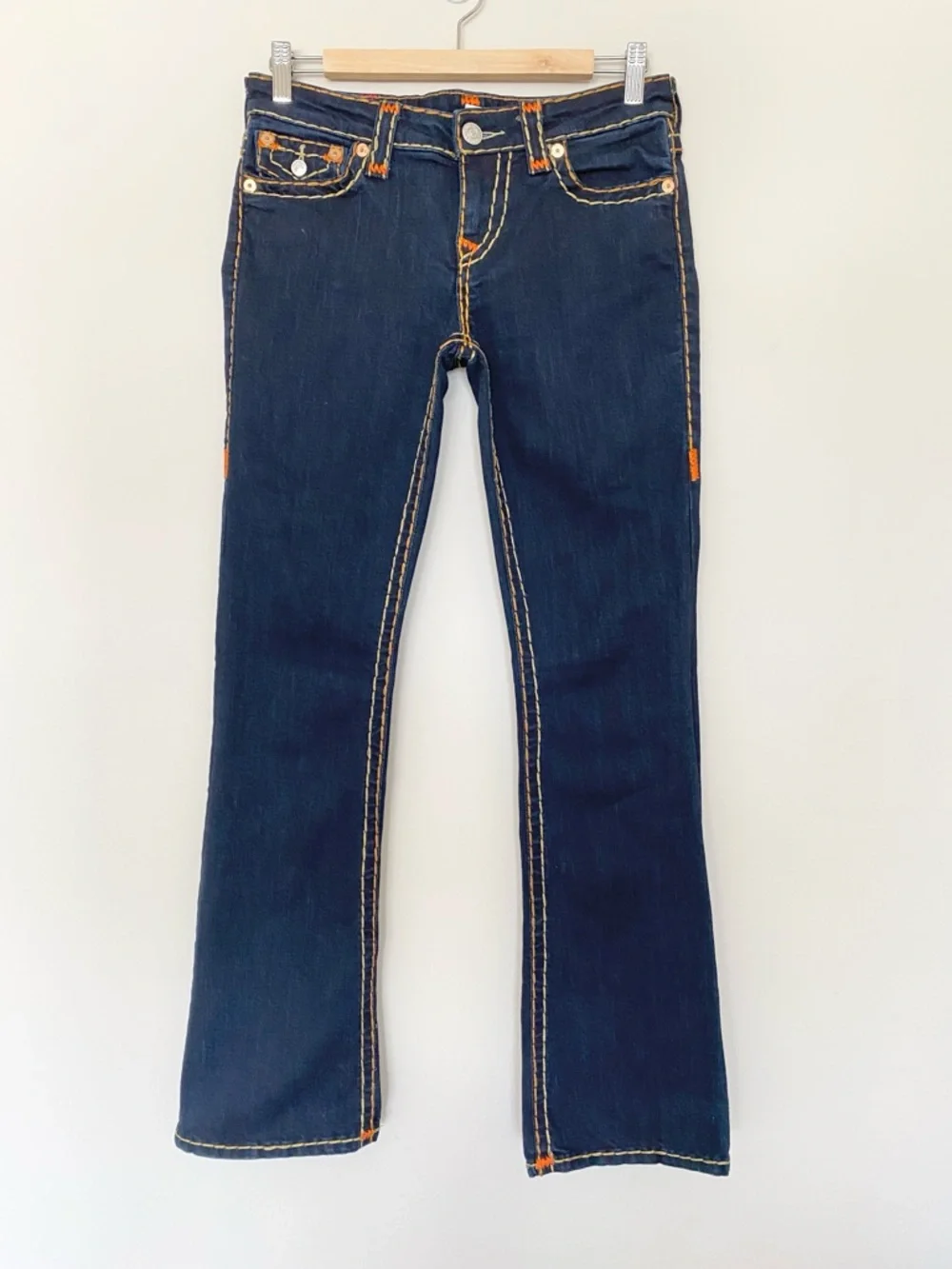 True Religion Womens Becca Mid Rise Bootcut Jean Sz 27 Thick Stitching! Y2K - Picture 3 of 16